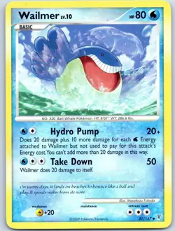 Wailmer 2009 87/147 Uncommon Regular Pokemon Trading Card - Image 1