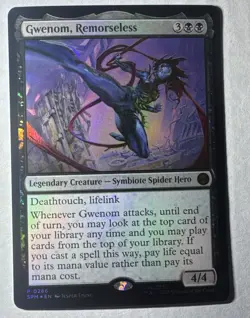 GWENOM, REMORSELESS FOIL - Promo / Mythic - SPM Marvel's Spider-Man MTG - Image 1