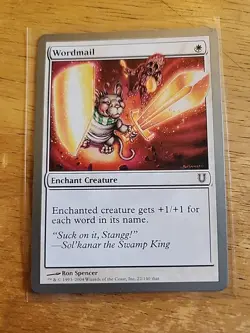 Wordmail - Unhinged - MTG Magic - Common - White Enchant Creature - Image 1