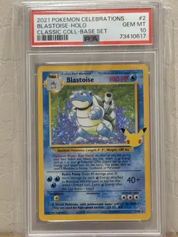 2021 Pokemon Celebrations Blastoise Holo PSA 10 2/102 - Image 1