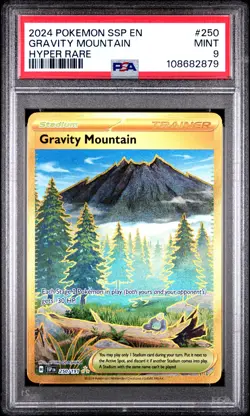 2024 POKEMON SSP EN-SURGING SPARKS HYPER RARE #250 GRAVITY MOUNTAIN PSA 9 - Image 1
