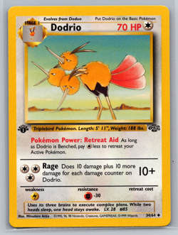 Pokemon 1st Edition Dodrio Uncommon Jungle 34/64 NM - Image 1