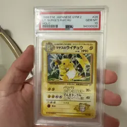 Lt. Surge's Raichu Pokemon 1999 Holo Gym 2 Challenge Japanese 026 PSA 10 - Image 1