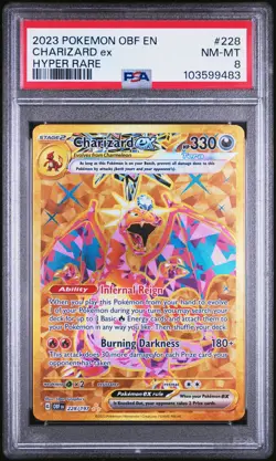 2023 POKEMON OBF EN-OBSIDIAN FLAMES HYPER RARE #228 CHARIZARD EX PSA 8 - Image 1