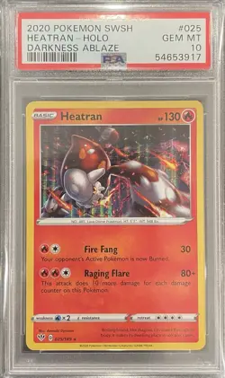 2020 Pokemon SWSH Holo HEATRAN - Darkness Ablaze 025/189 PSA 10 GEM MINT - Image 1