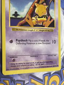 Pokemon TCG Abra 1st Edition Shadowless 43/102 NM - Image 5