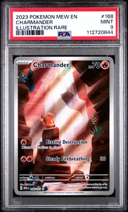 2023 POKEMON MEW EN-151 ILLUSTRATION RARE #168 CHARMANDER PSA 9 - Image 1