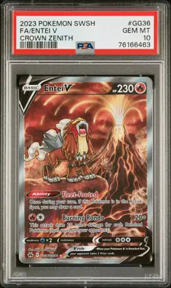 2023 POKEMON SWORD & SHIELD CROWN ZENITH #GG36 FULL ART/ENTEI V PSA 10 - Image 1
