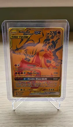 Reshiram and Charizard GX Premium Collection Gold Promo Card SM247 Pokemon TCG - Image 1