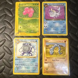 Vintage Shadowless Pokemon Card Lot - Dark Vaporeon - Poliwhirl Onix shadowless - Image 1