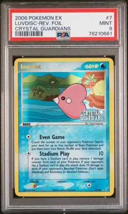 Pokemon Card PSA 9 Luvdisc Reverse Holo Foil EX Crystal Guardians 7/100 2006 - Image 2