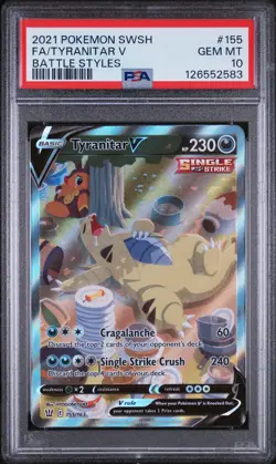 Pokemon TCG Tyranitar v Full Art Holo Ultra Rare Battle Styles PSA 10 - Image 1