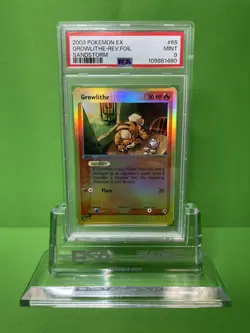2003 POKEMON EX SANDSTORM 65 GROWLITHE-REVERSE FOIL PSA 9 - Image 1