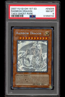 Yugioh PSA 8 NM-MT Rainbow Dragon 1st Edition TAEV-EN006 GHOST RARE 2007 - Image 1