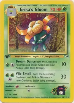 Pokemon Card - Gym Heroes 46/132 - ERIKA'S GLOOM (uncommon) **1st Edition** - NM - Image 1