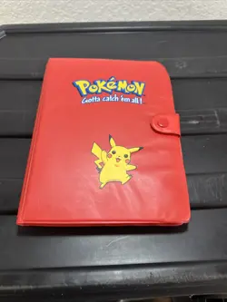 Red Pikachu Pokemon Card Binder with some vintage and a few modern cards - Image 1