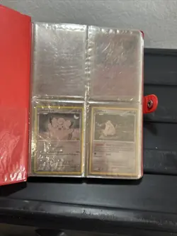 Red Pikachu Pokemon Card Binder with some vintage and a few modern cards - Image 2