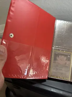 Red Pikachu Pokemon Card Binder with some vintage and a few modern cards - Image 3