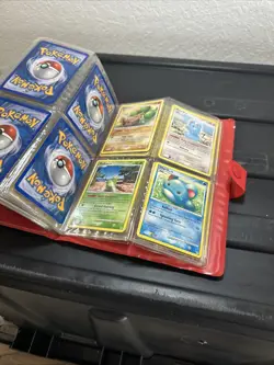 Red Pikachu Pokemon Card Binder with some vintage and a few modern cards - Image 5