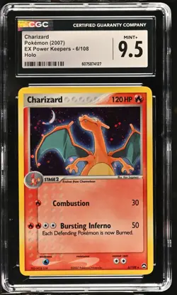 CGC 9.5 MINT+ Charizard 2007 EX Power Keepers 6/108 Holo Pokemon Card - Image 1
