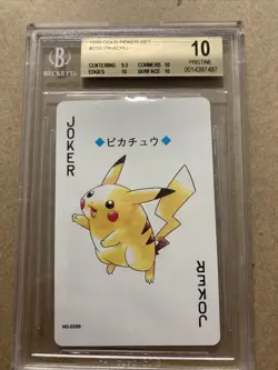 BGS 10 1999 Pikachu JOKER Ho-oh Back Pokemon Gold Poker Japanese Playing Card - Image 1
