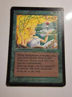 Verduran Enchantress Beta MTG Magic the Gathering 1993 Illus. Kev Brockschmidt - Image 1