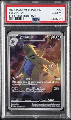 2023 POKEMON PAL EN-PALDEA EVOLVED ILLUSTRATION RARE #222 TYRANITAR PSA 10 - Image 1