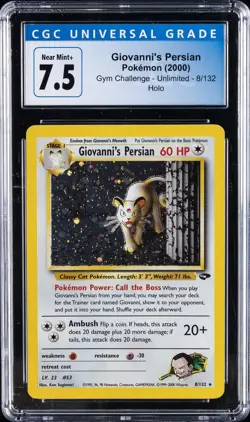 2000 POKEMON GYM CHALLENGE HOLO #8 GIOVANNI'S PERSIAN CGC 7.5 - Image 1