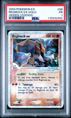 2004 POKEMON EX HIDDEN LEGENDS #98 REGIROCK EX-HOLO PSA 1 - Image 1