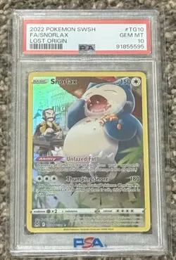 2022 Pokemon Lost Origin Snorlax Trainer Gallery TG10 PSA 10 Gem Mint - Image 1