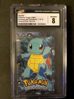 1999 TOPPS POKEMON THE MOVIE DIE-CUT #7 SQUIRTLE CGC 8 - Image 1