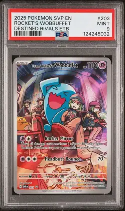 Team Rocket's Wobbuffet 203 Sv: Scarlet & Violet Promo Cards Holo PSA 9 - Image 1