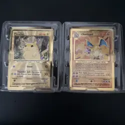 Pokemon Celebrations Gold Metal Charizard & Pikachu Cards 25th Anniversary Base - Image 1