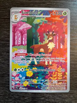 Pokemon TCG Sawsbuck Illustration Rare Card 166/162 SV05 Temporal Forces - Image 1