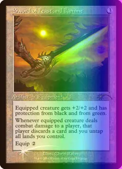 MTG Sword of Feast and Famine (6/14) Judge Gift Cards 2014 LP FOIL - Image 1
