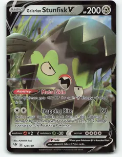 Galarian Stunfisk V 128/189 Pokemon card - Image 1