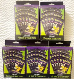 2025 Pokemon Trick or Trade Packs, 5 Box’s With 75 Total Packs & 225 Total Cards - Image 1