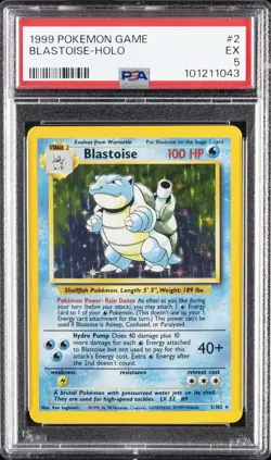 1999 POKEMON BASE SET UNLIMITED #2 BLASTOISE-HOLO PSA 5 - Image 1