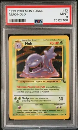 PSA 9 Muk 13/62 English Pokemon Fossil Unlimited Holo Rare 1999 WOTC - Image 1