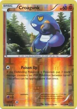 Pokemon TCG - Croagunk - 58/114 - Common Reverse Holo - Steam Siege [Near Mint] - Image 1