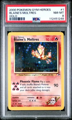 2000 POKEMON GYM HEROES HOLO #1 BLAINE'S MOLTRES PSA 8 - Image 1