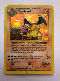 Charizard Holo 4/102 Base Set Unlimited 1999 Pokemon Card - Mod Played Condition - Image 1