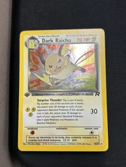 Dark Raichu 1st Edition Pokemon Card Team Rocket Set 83/82 Holo Rare - Image 1