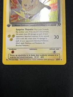 Dark Raichu 1st Edition Pokemon Card Team Rocket Set 83/82 Holo Rare - Image 2