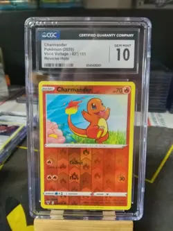 CGC 10 GEM MINT Pokemon Card Charmander Vivid Voltage Reverse Holo 023/185 - Image 1