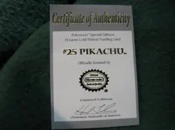 23 Karat Gold Plated POKEMON Card #25 PIKACHU W/ Certificate of Authenticity - Image 5