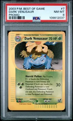 2003 POKEMON BEST OF GAME PROMO #7 DARK VENUSAUR PSA 8 - Image 1