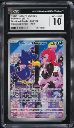2025 Pokemon SV Destined Rivals IR Team Rocket's Murkrow #200 CGC 10 GEM MINT - Image 1