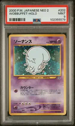 2000 POKEMON JPN NEO 2 #202 WOBBUFFET-HOLO PSA 9 - Image 1