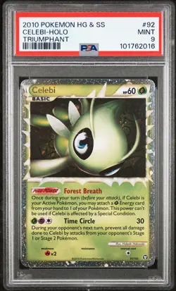 2010 POKEMON HEARTGOLD & SOULSILVER TRIUMPHANT #92 CELEBI-HOLO PSA 9 - Image 1